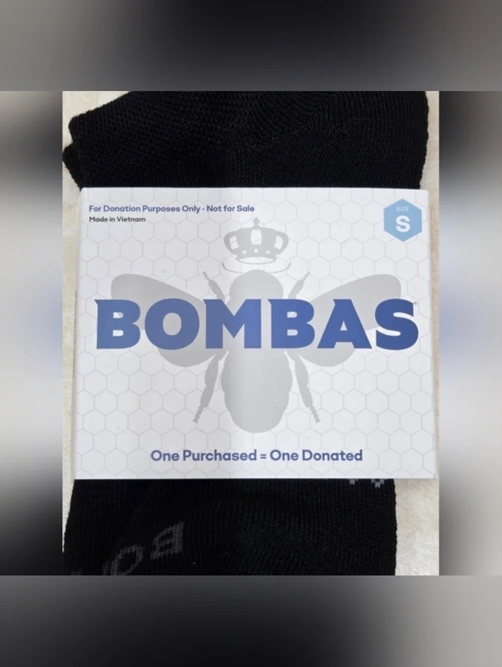 Bombas Ankle Socks Small 3 Pair Unisex Womens & Mens Honeycomb Black/Grey BNWT